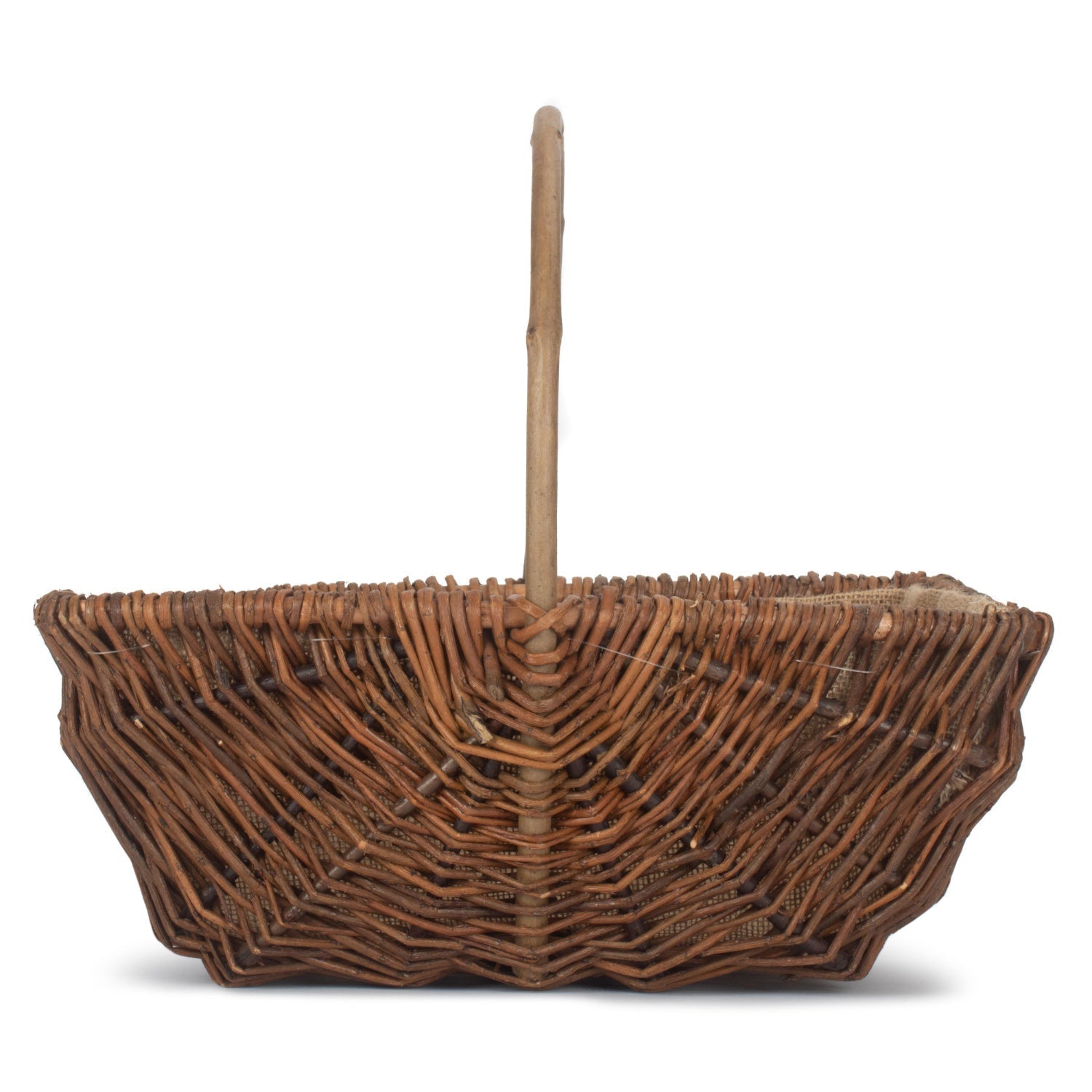 Large Rectangular Unpeeled Willow Garden Trug With Hessian Lining - REGN