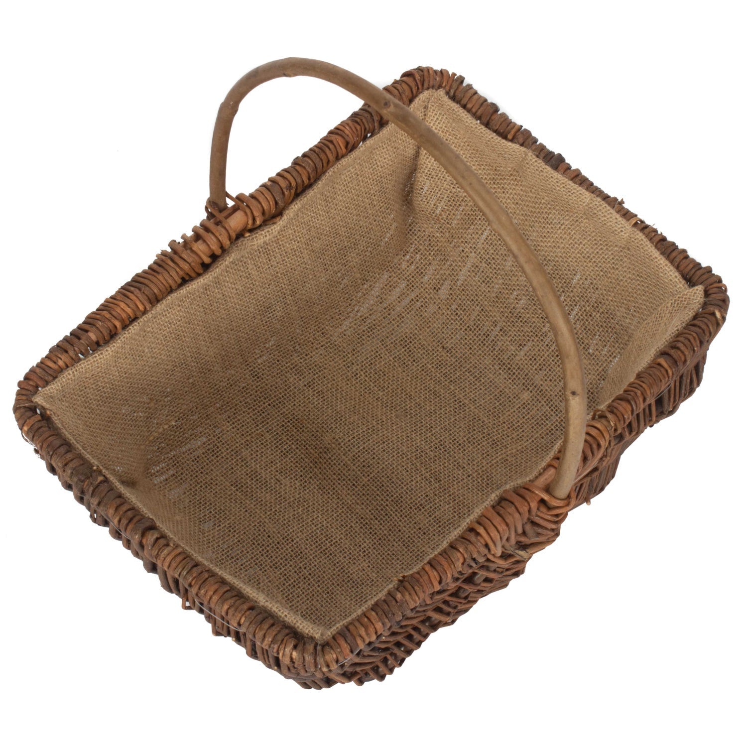 Large Rectangular Unpeeled Willow Garden Trug With Hessian Lining - REGN