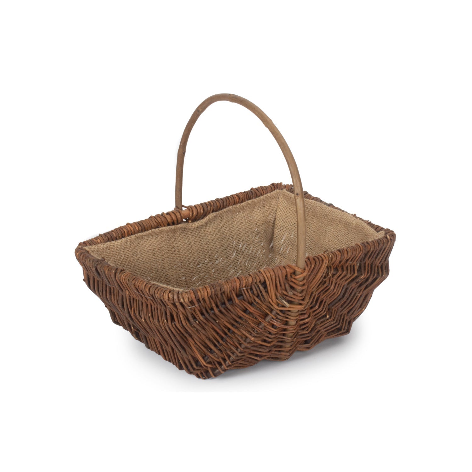 Large Rectangular Unpeeled Willow Garden Trug With Hessian Lining - REGN