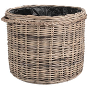 Large Rope Handled Rattan Round Planter With Plastic Lining - REGN