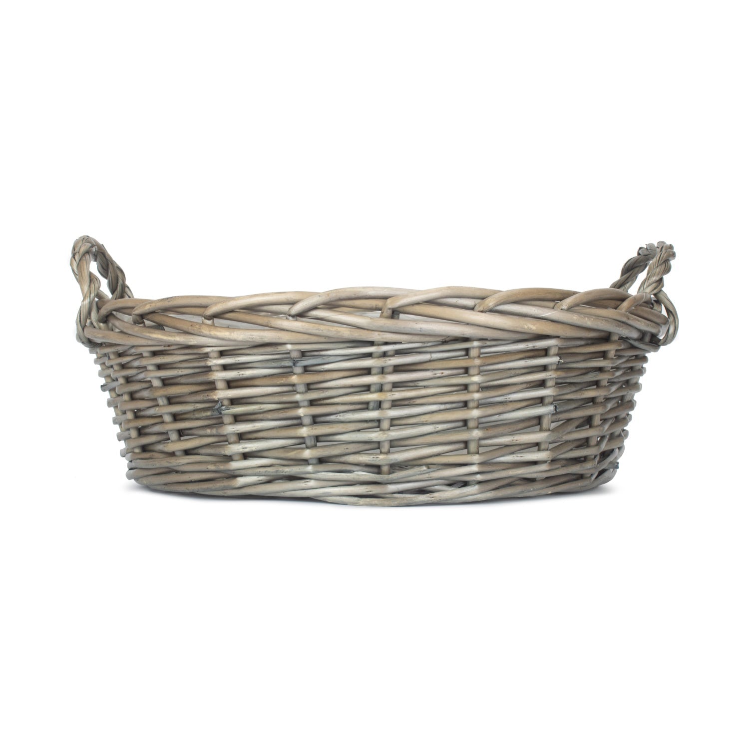 Large Round Antique Wash Display Tray Basket With Plastic Lining - REGN