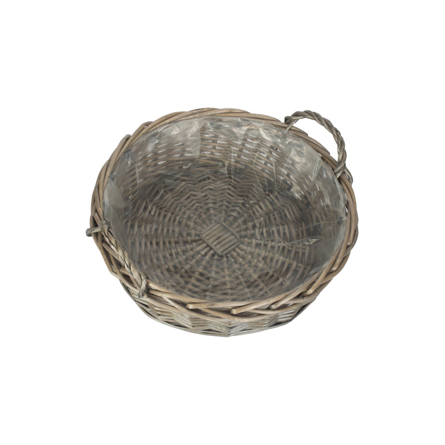 Large Round Antique Wash Display Tray Basket With Plastic Lining - REGN
