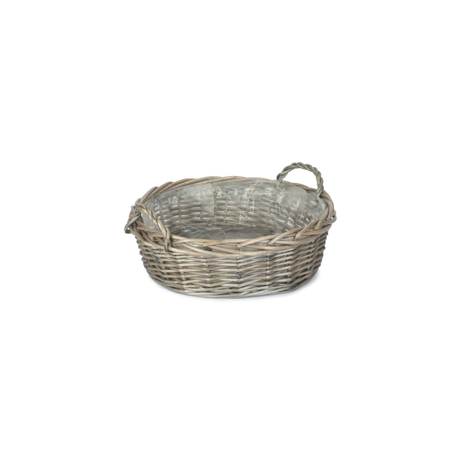 Large Round Antique Wash Display Tray Basket With Plastic Lining - REGN