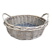 Large Round Antique Wash Willow Display Tray Basket - REGN