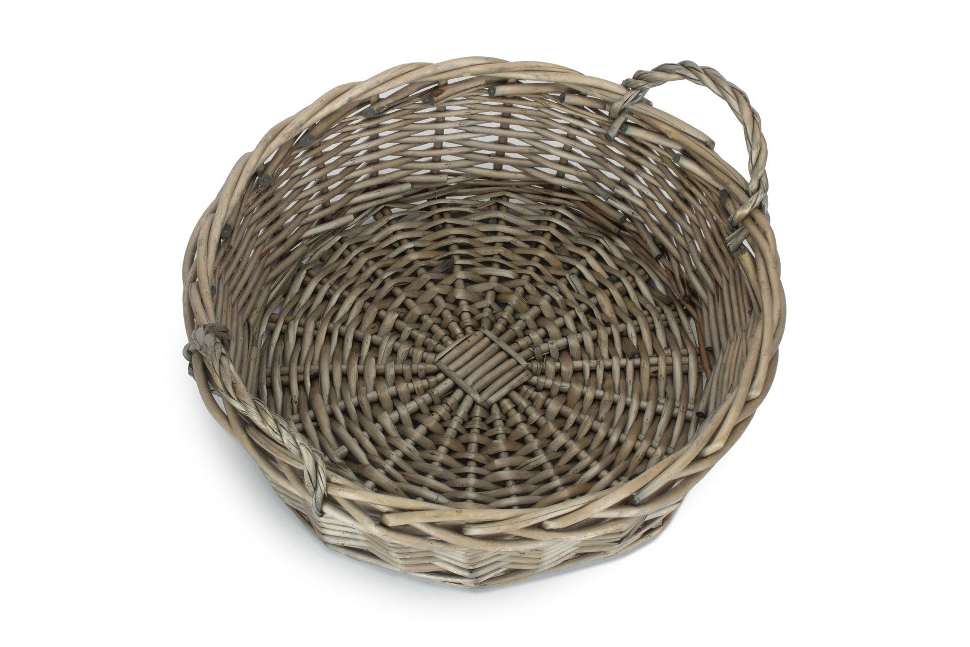 Large Round Antique Wash Willow Display Tray Basket - REGN