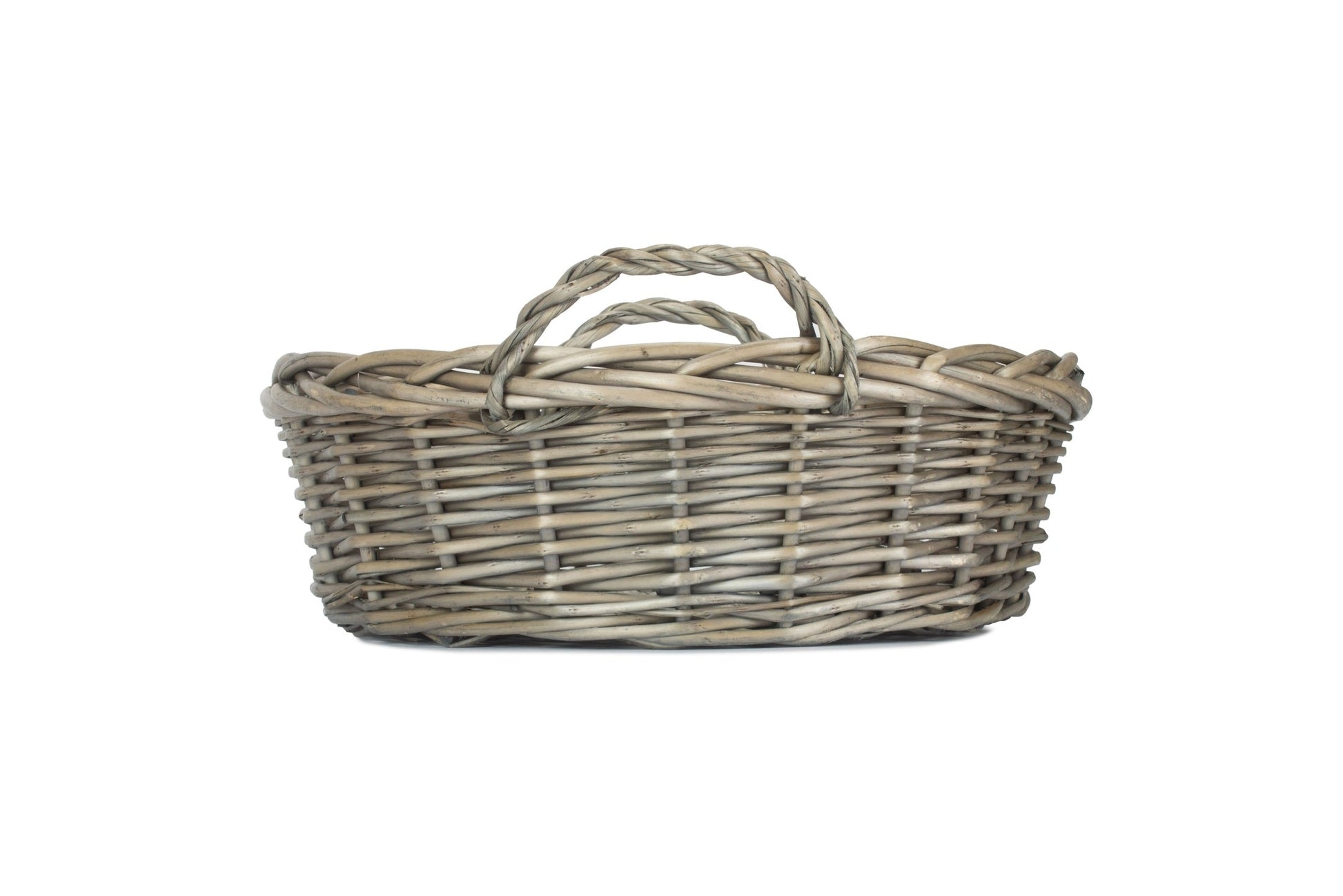 Large Round Antique Wash Willow Display Tray Basket - REGN