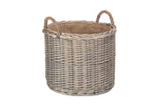 Large Round Straight-Sided Wicker Log Storage Basket - REGN