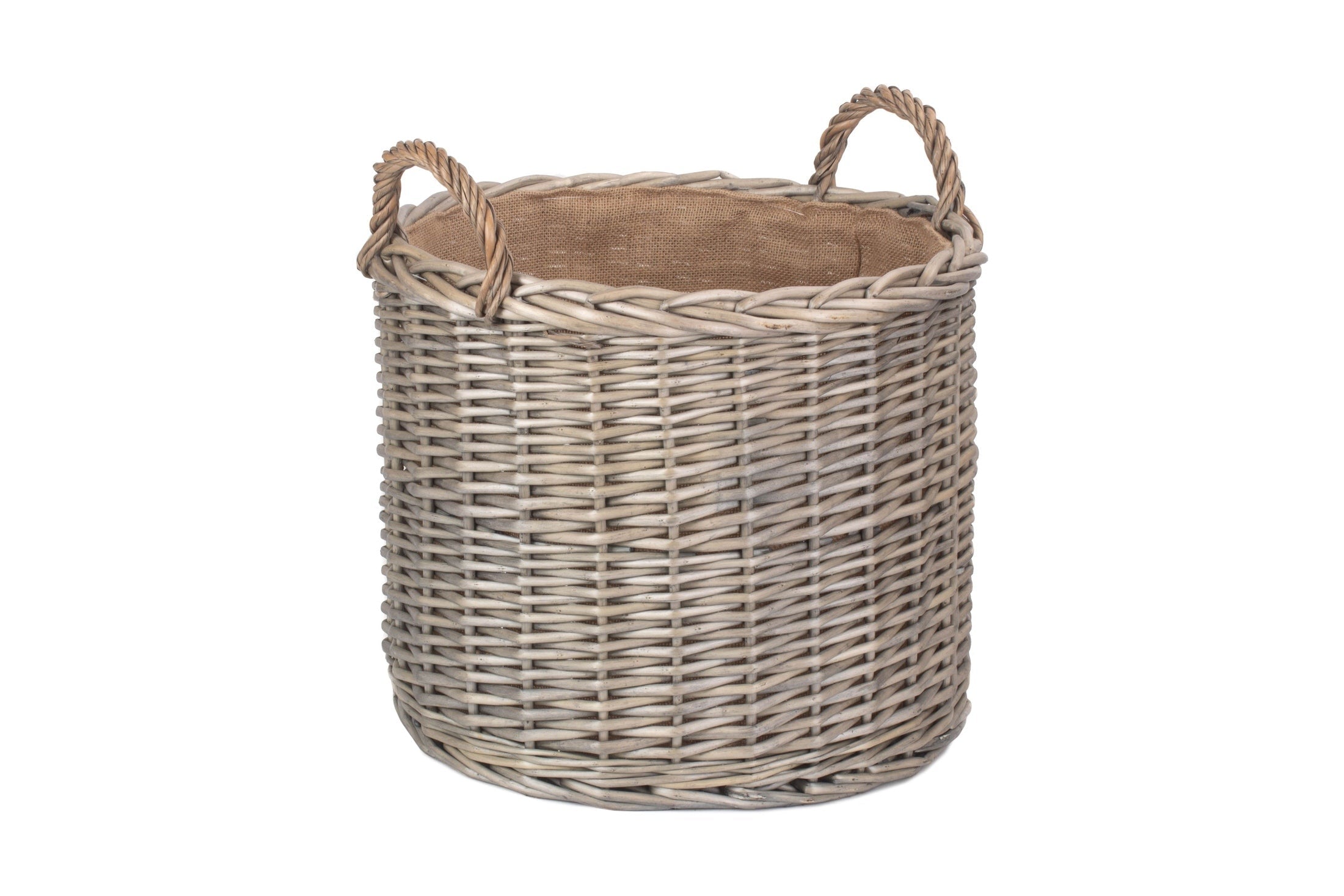 Large Round Straight-Sided Wicker Log Storage Basket - REGN