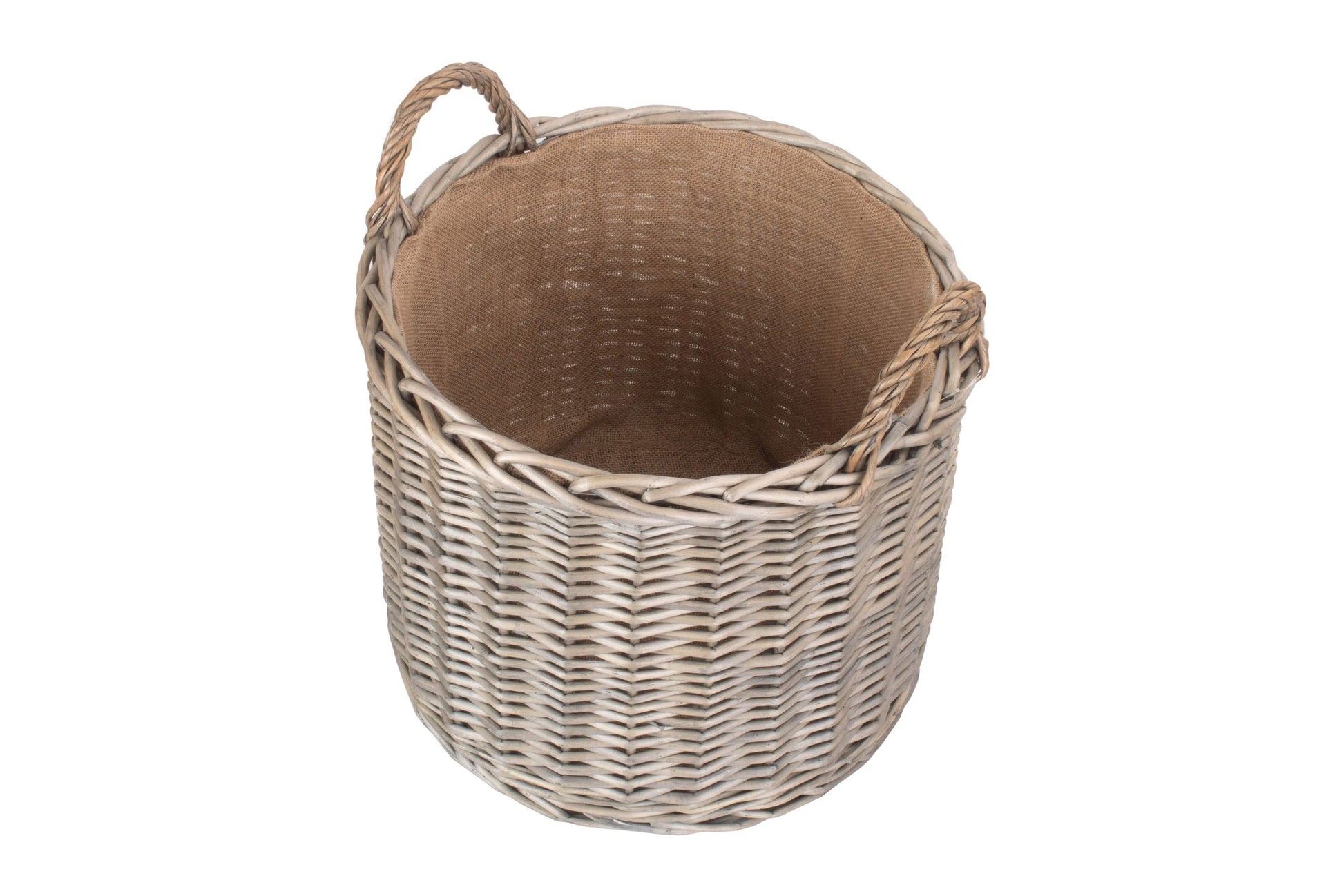 Large Round Straight-Sided Wicker Log Storage Basket - REGN