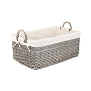 Large Shallow Antique Wash Storage Basket with White Lining - REGN