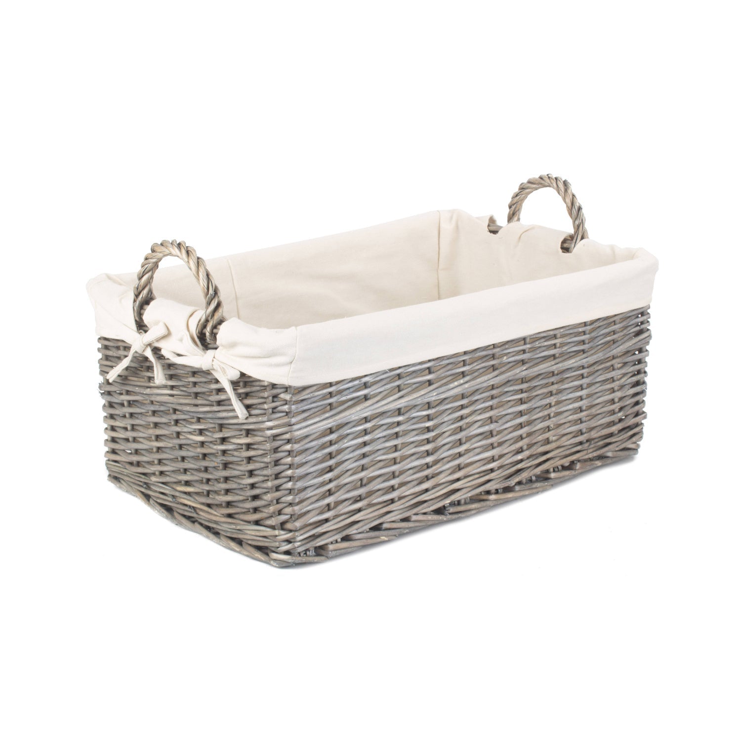 Large Shallow Antique Wash Storage Basket with White Lining - REGN