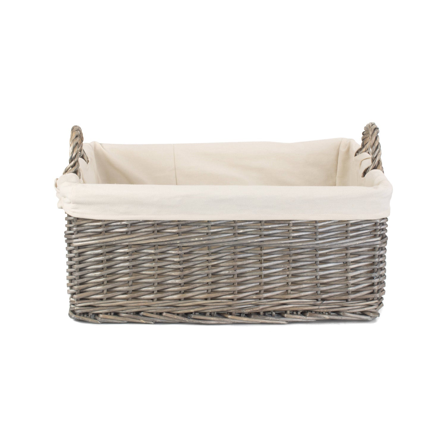 Large Shallow Antique Wash Storage Basket with White Lining - REGN
