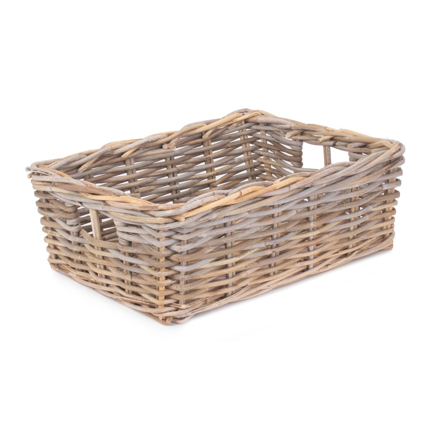 Large Shallow Rattan Rectangular Basket - REGN