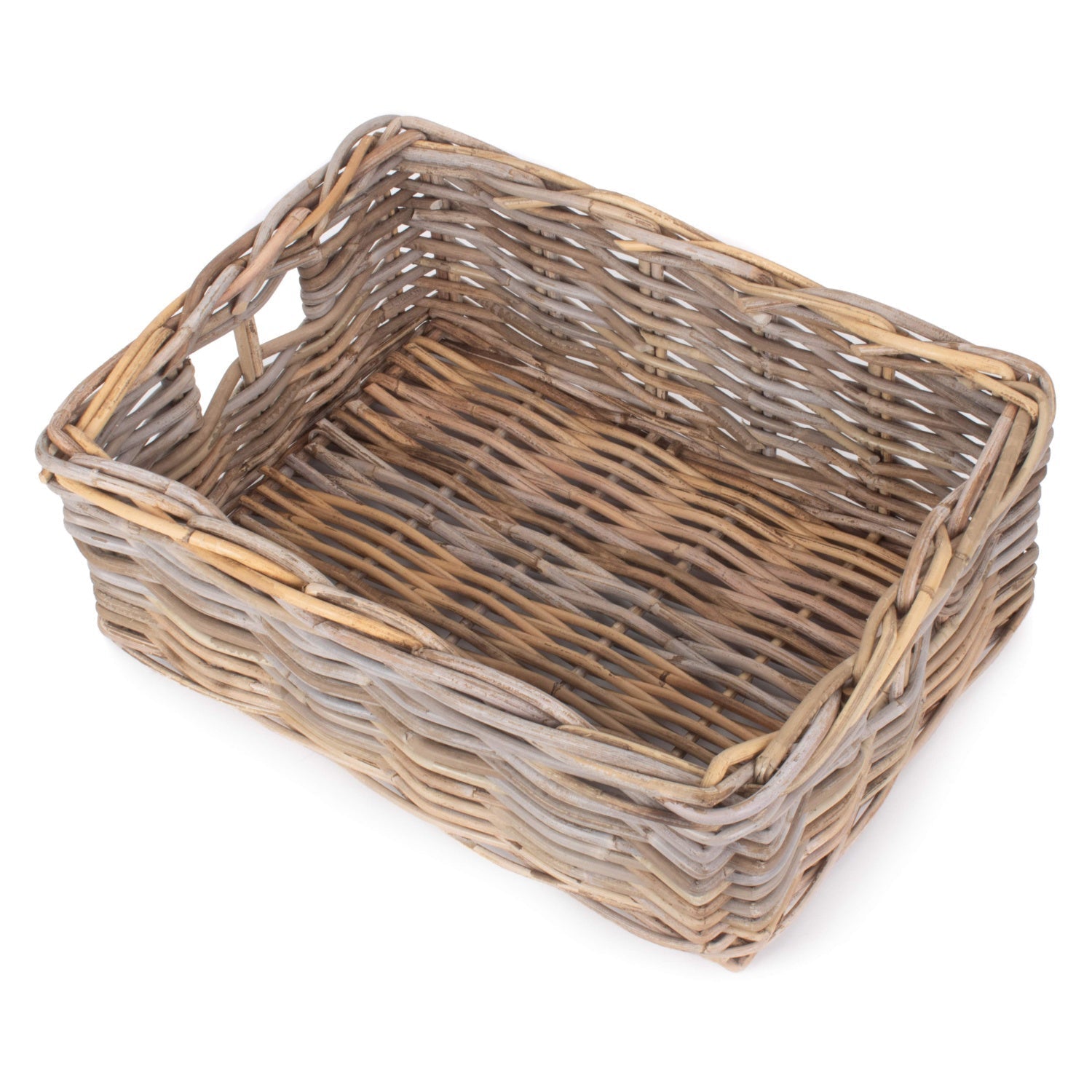 Large Shallow Rattan Rectangular Basket - REGN