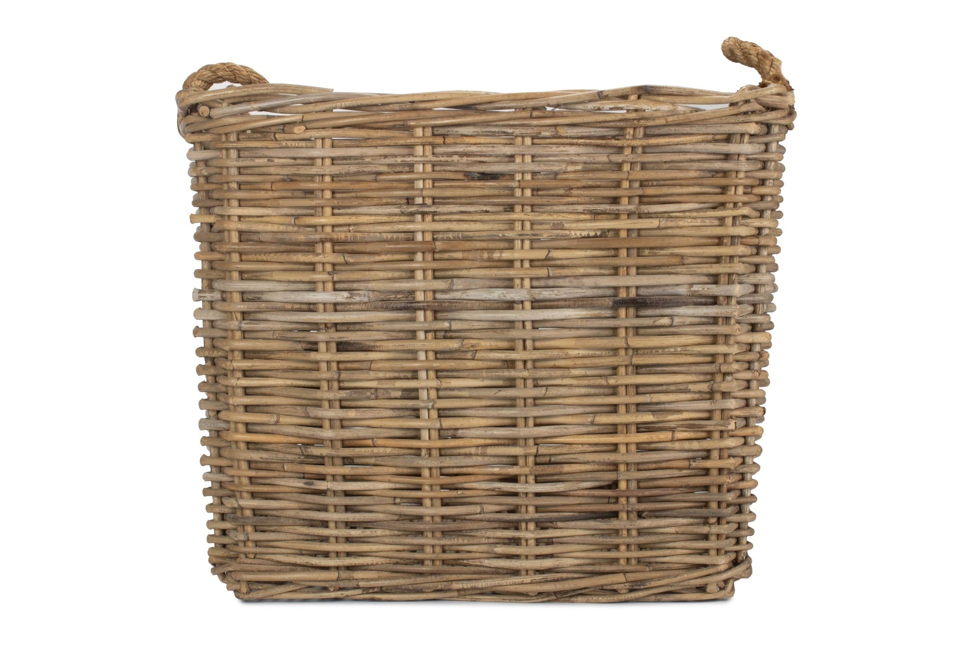 Large Square Grey Rattan Log Basket - REGN