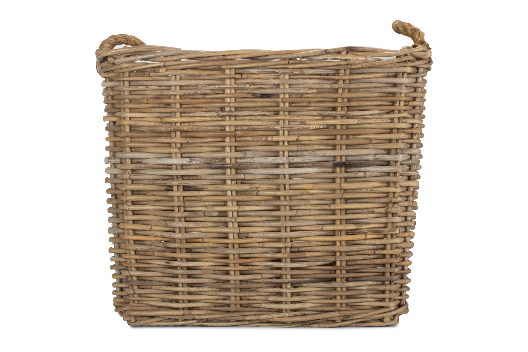 Large Square Grey Rattan Log Basket - REGN