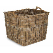 Large Square Grey Rattan Log Basket - REGN