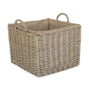 Large Square Lined Wicker Log Storage Basket - REGN