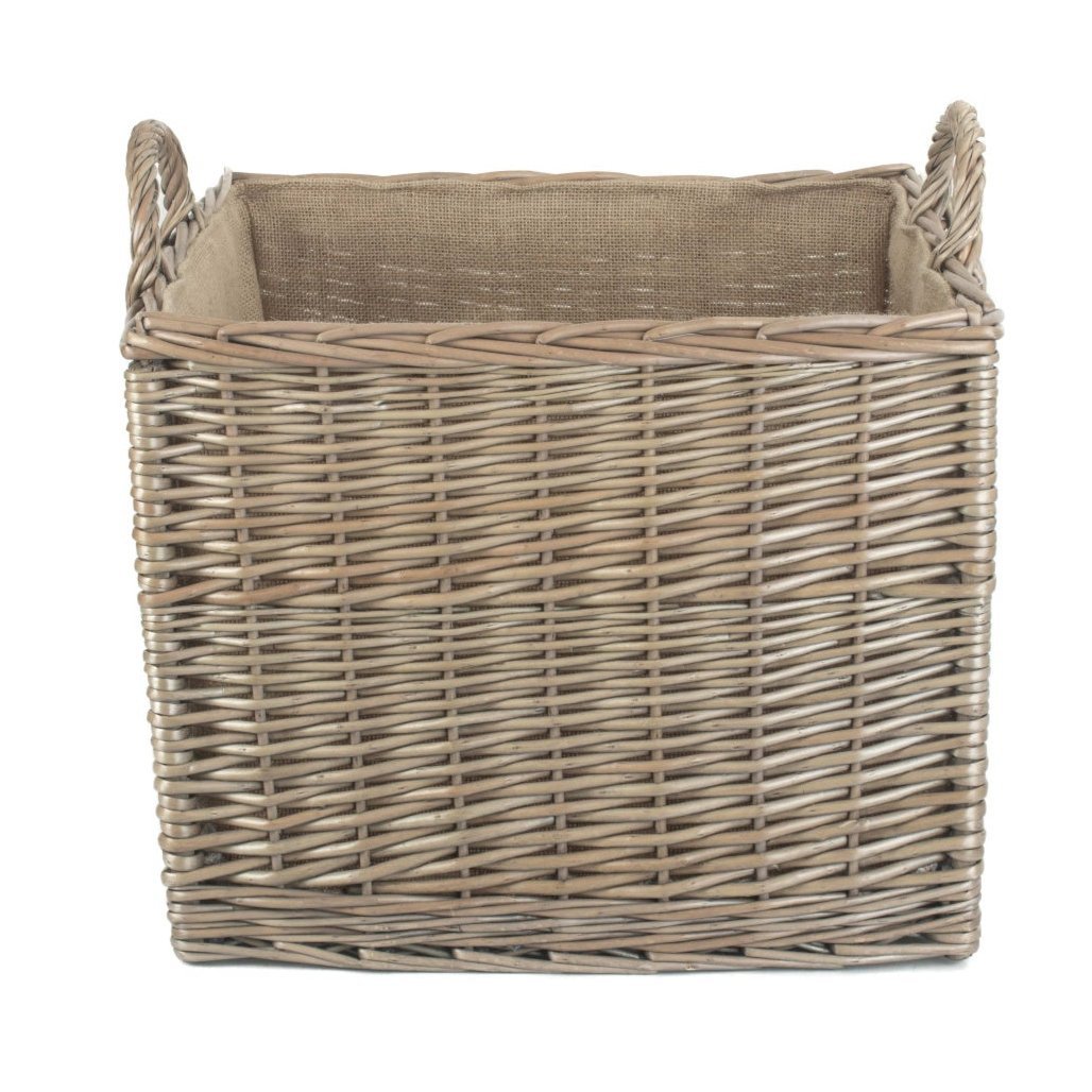 Large Square Lined Wicker Log Storage Basket - REGN