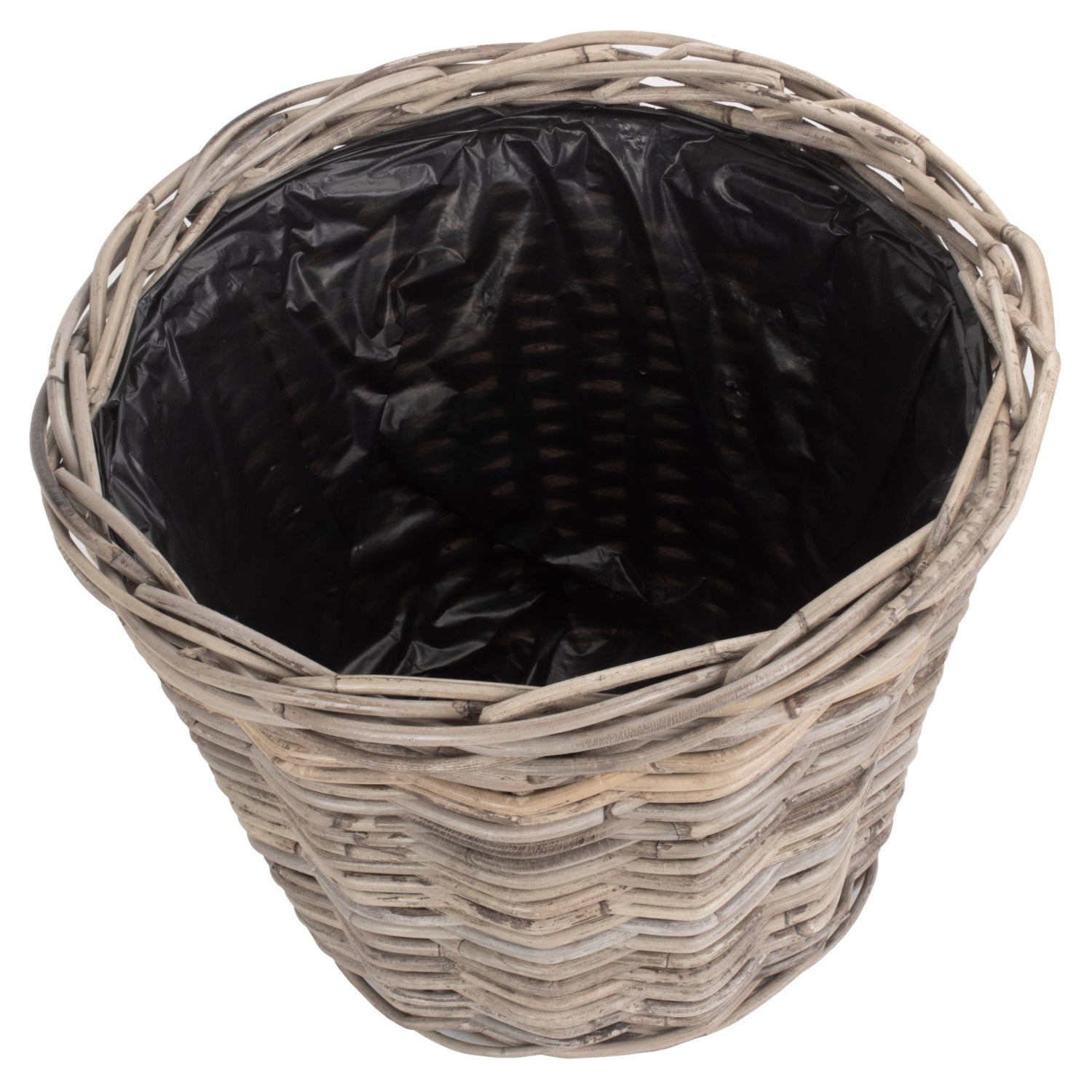 Large Tapered Rattan Round Planter With Plastic Lining - REGN