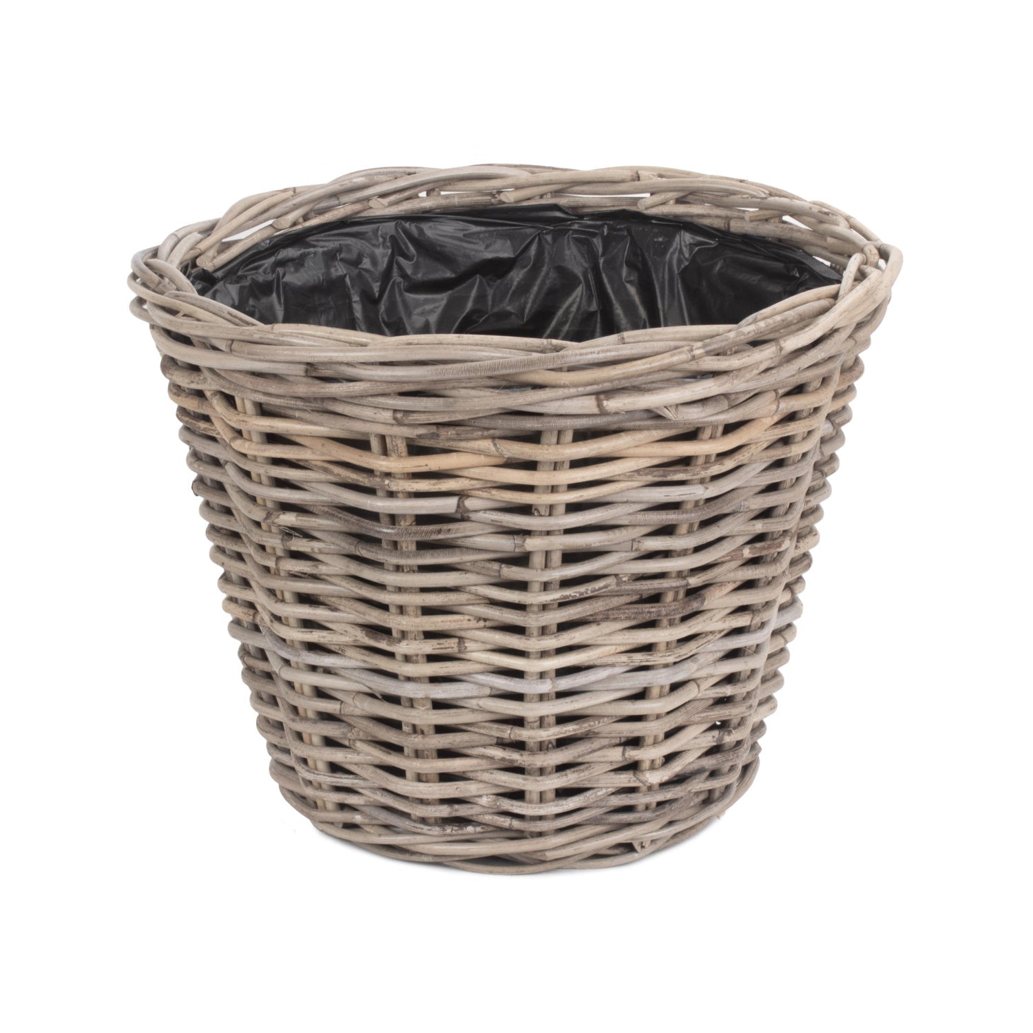 Large Tapered Rattan Round Planter With Plastic Lining - REGN