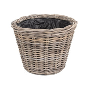 Large Tapered Rattan Round Planter With Plastic Lining - REGN