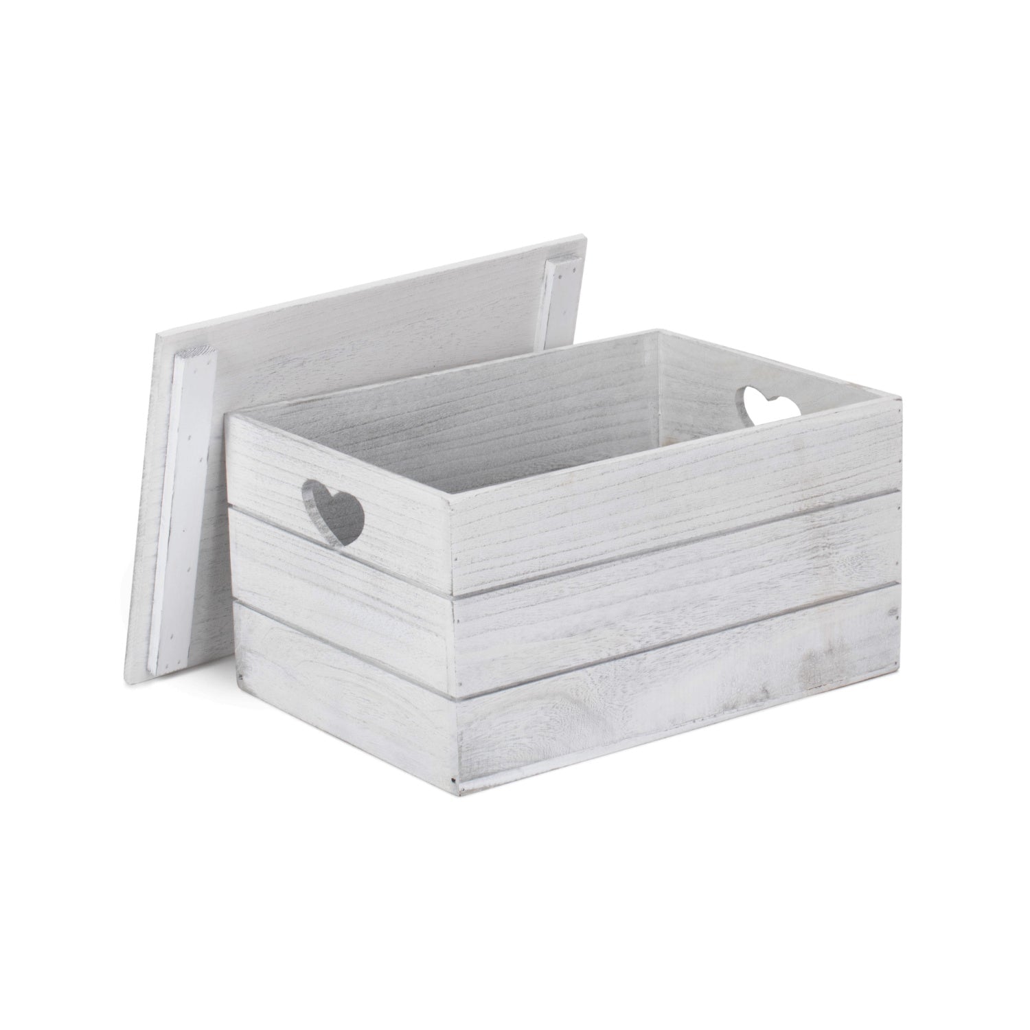Large Vintage White Wash Heart Cut-Out Box with Lid - REGN