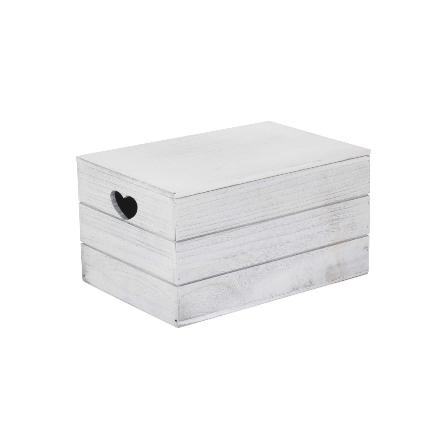 Large Vintage White Wash Heart Cut-Out Box with Lid - REGN