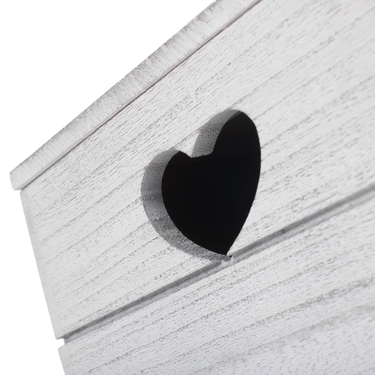 Large Vintage White Wash Heart Cut-Out Box with Lid - REGN