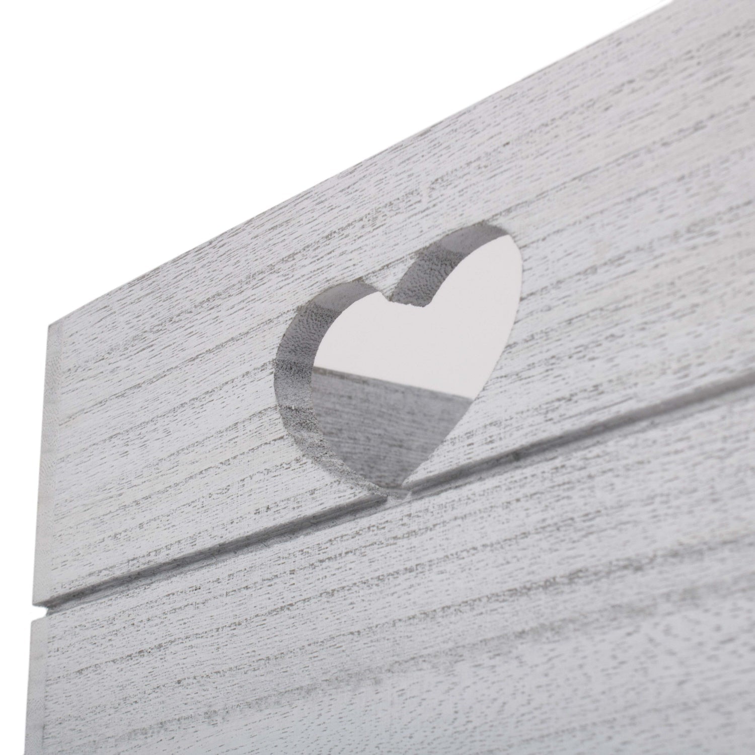 Large Vintage White Wash Heart Cut-Out Crate - REGN