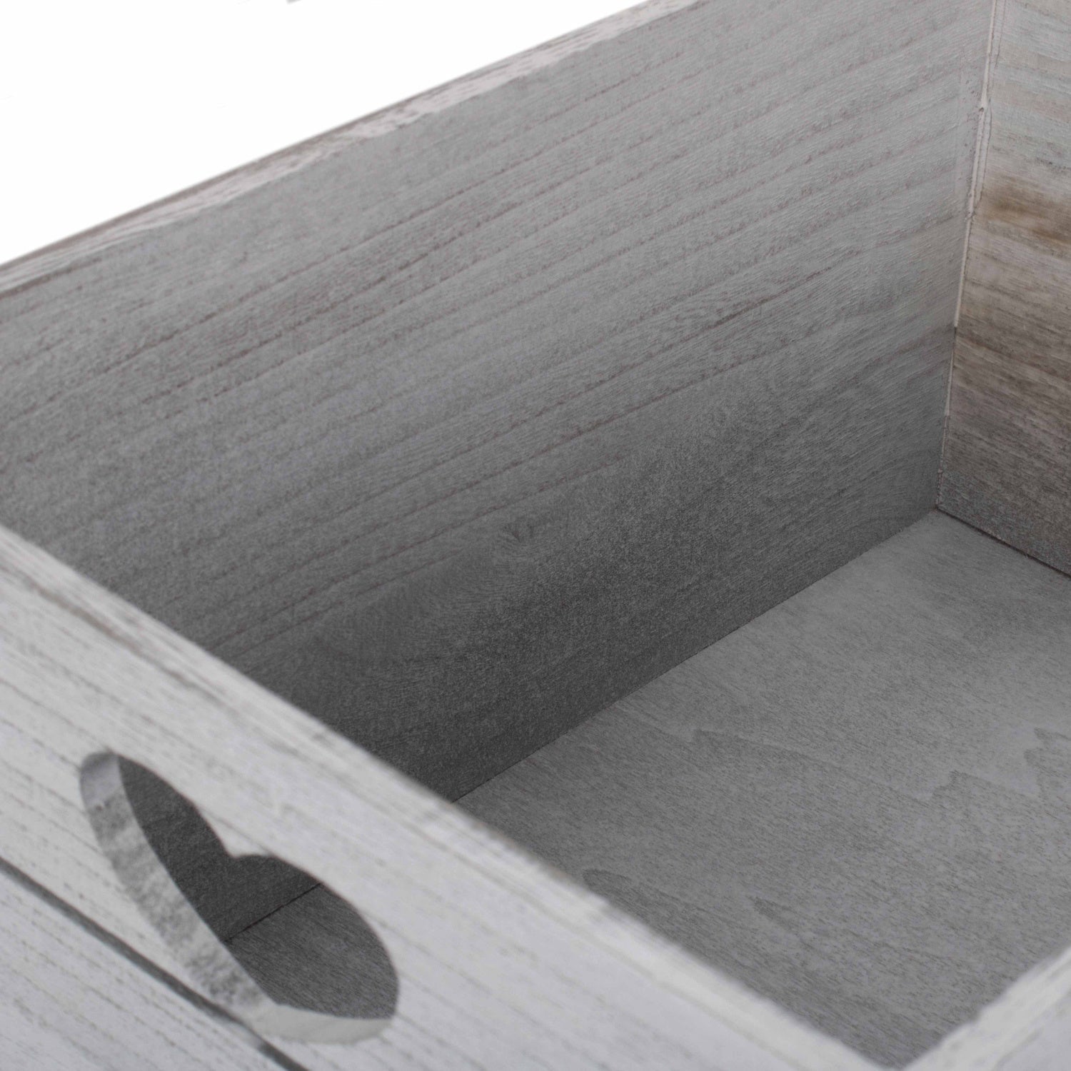 Large Vintage White Wash Heart Cut-Out Crate - REGN