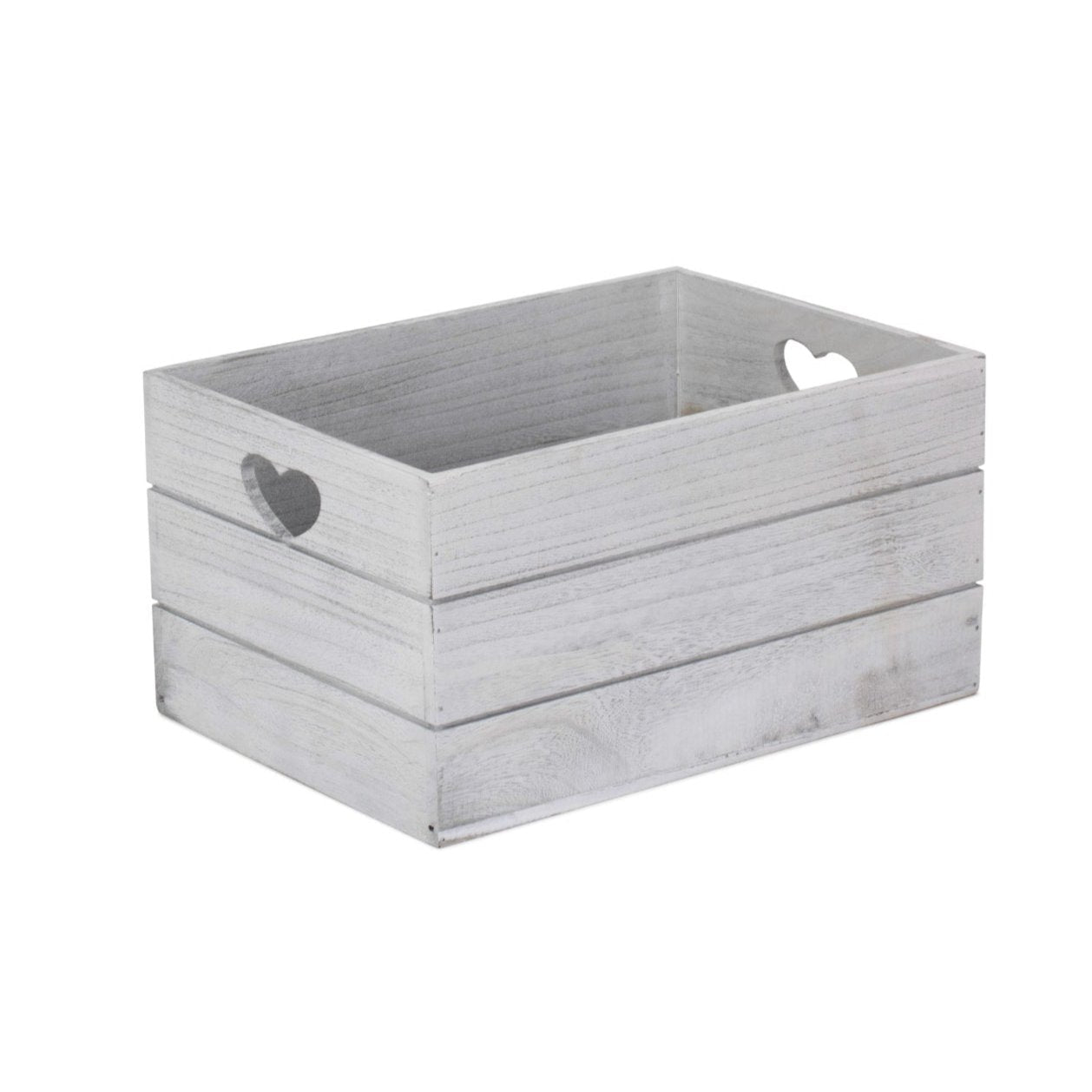 Large Vintage White Wash Heart Cut-Out Crate - REGN