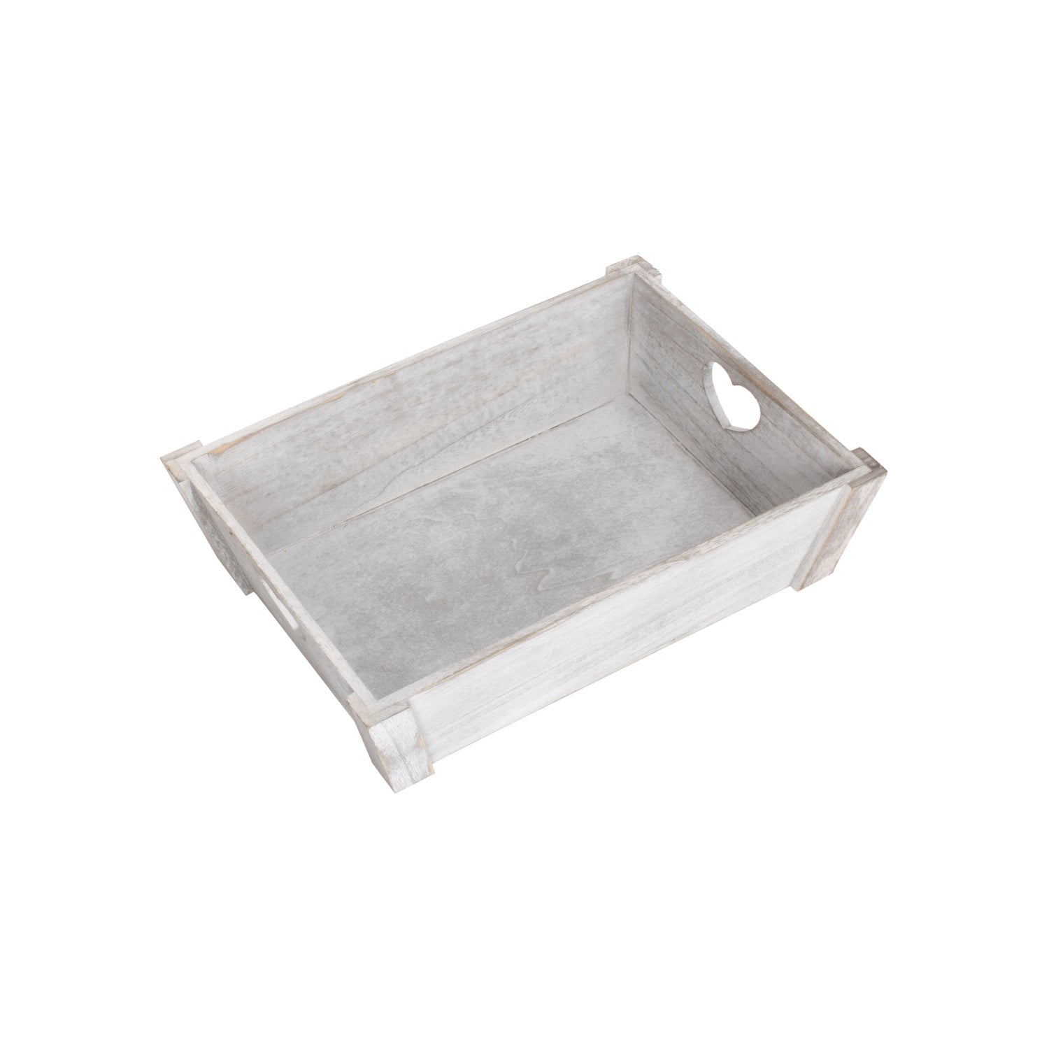 Large Vintage White Wash Heart Cut-Out Tray - REGN