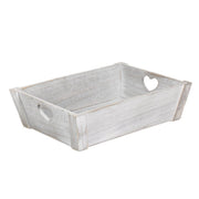 Large Vintage White Wash Heart Cut-Out Tray - REGN