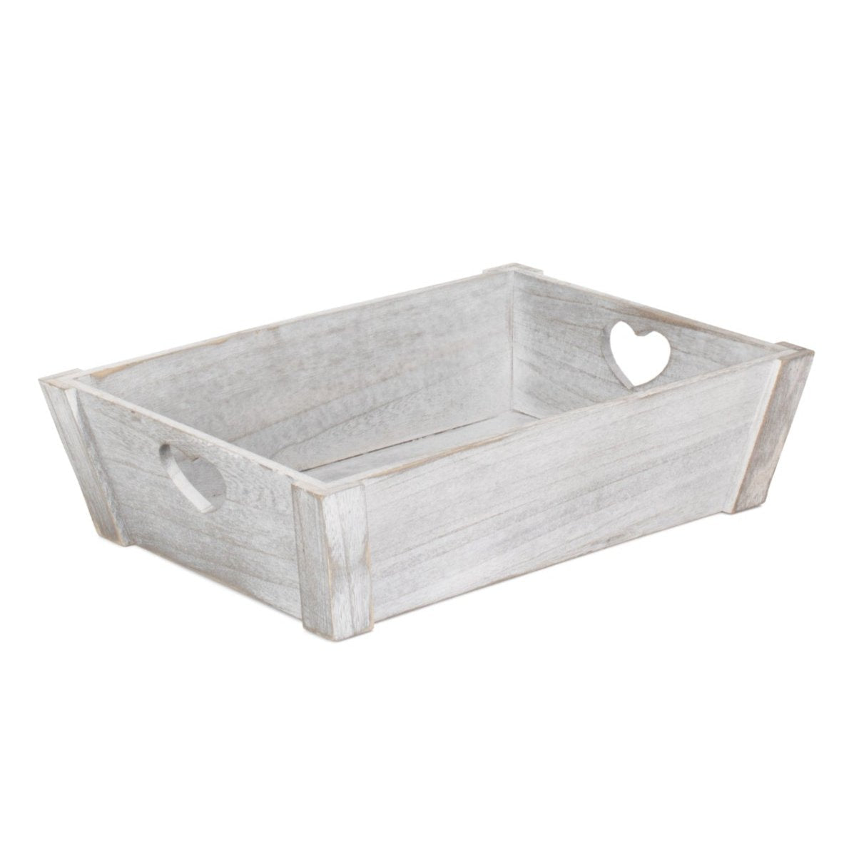 Large Vintage White Wash Heart Cut-Out Tray - REGN