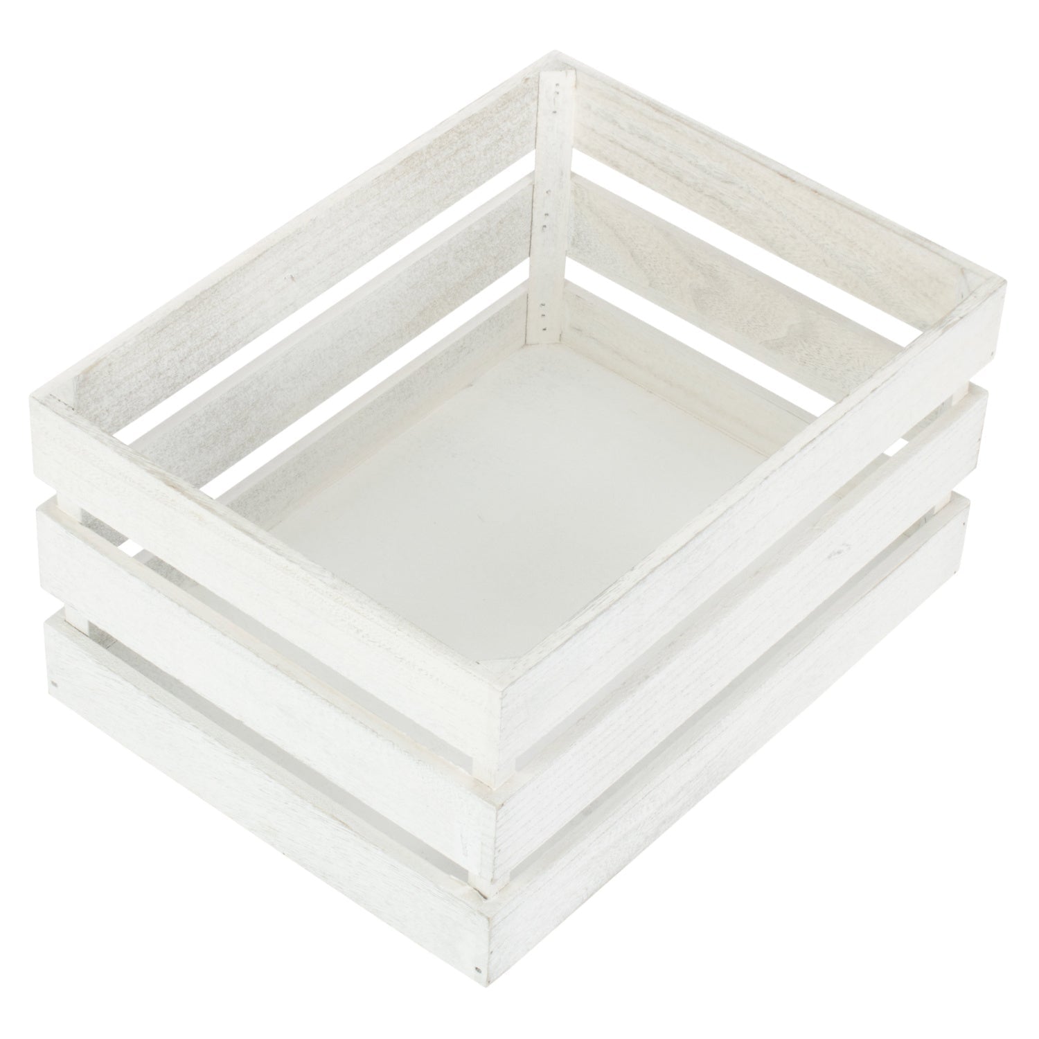 Large Vintage White Wash Slatted Wooden Crate - REGN