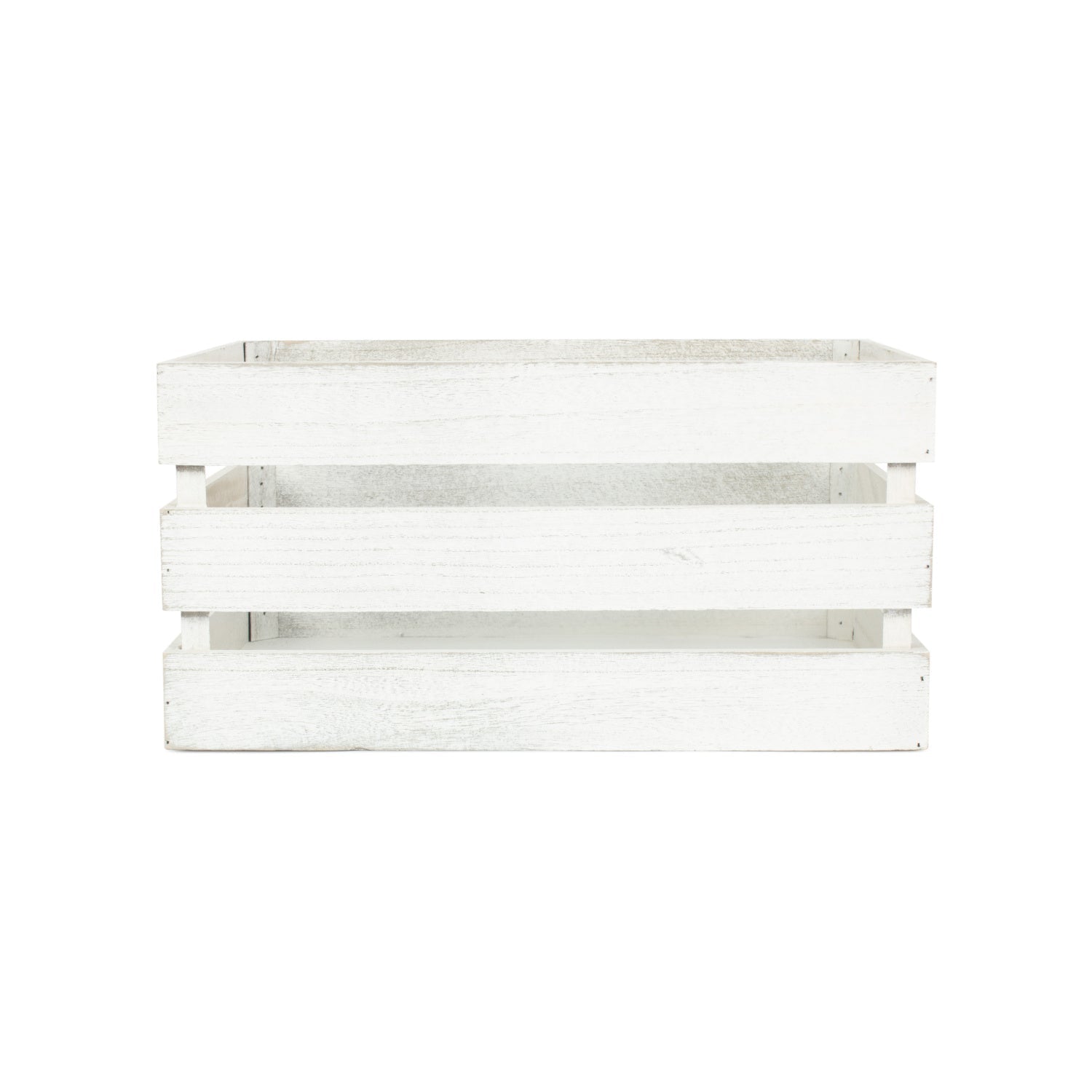 Large Vintage White Wash Slatted Wooden Crate - REGN