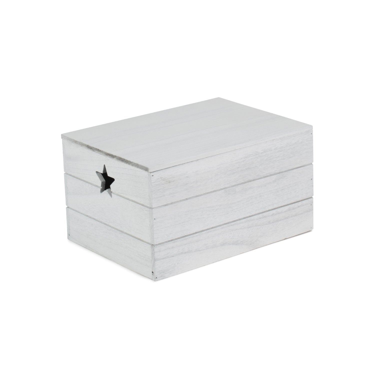 Large Vintage White Wash Star Cut-Out Box with Lid - REGN