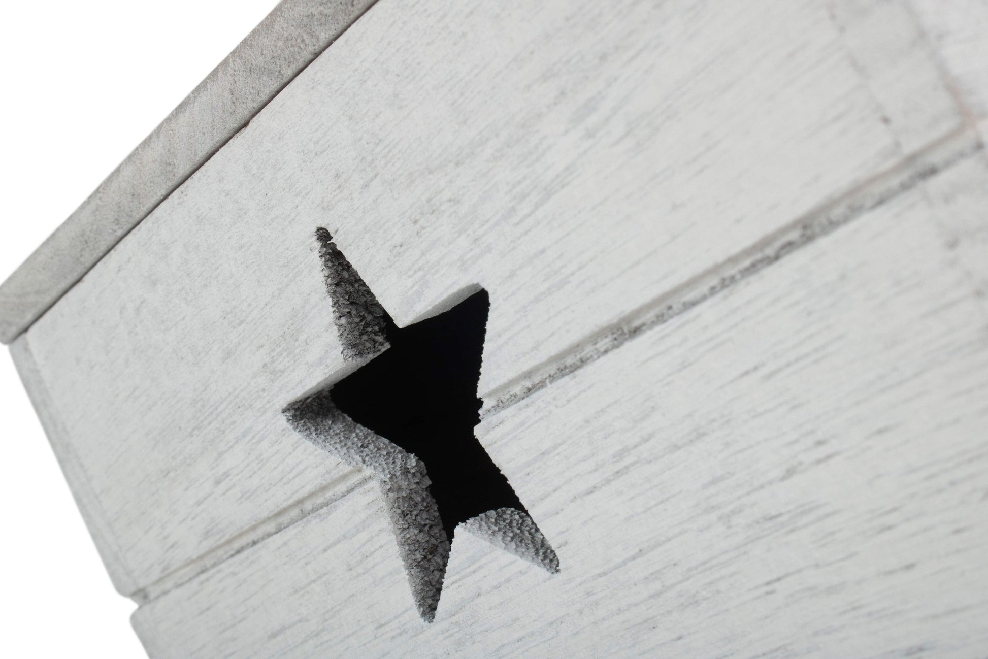 Large Vintage White Wash Star Cut-Out Box with Lid - REGN