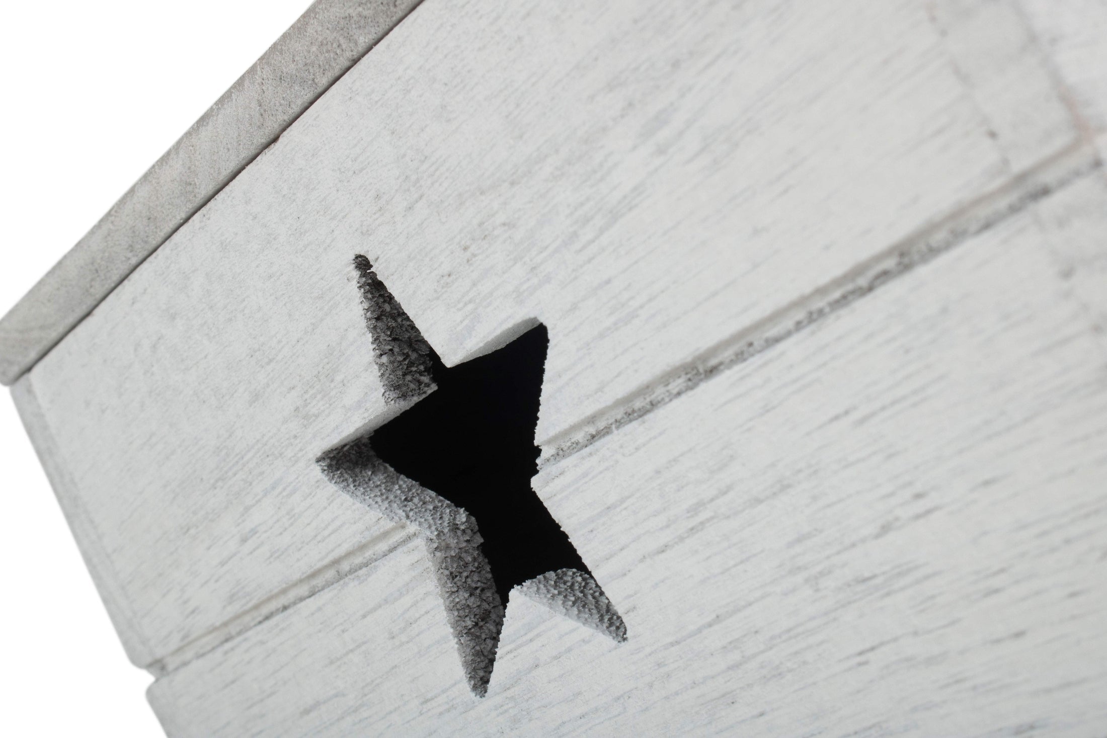 Large Vintage White Wash Star Cut-Out Box with Lid - REGN