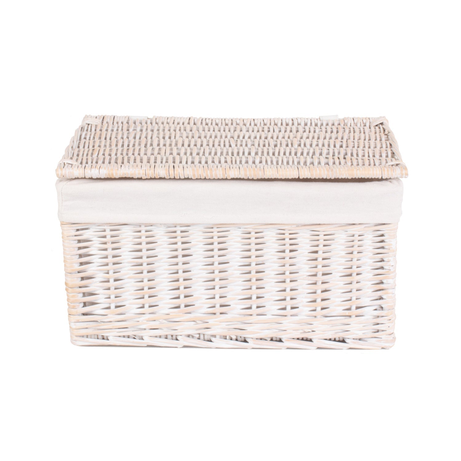 Large White Wash Finish Willow Storage Hamper with White Lining - REGN