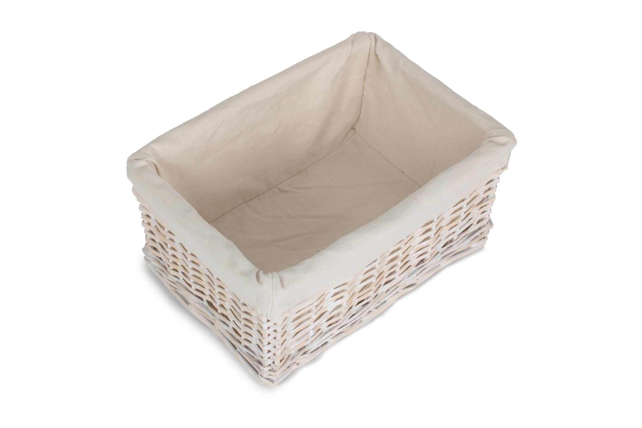 Large White Wash Wicker Storage Basket with White Lining - REGN