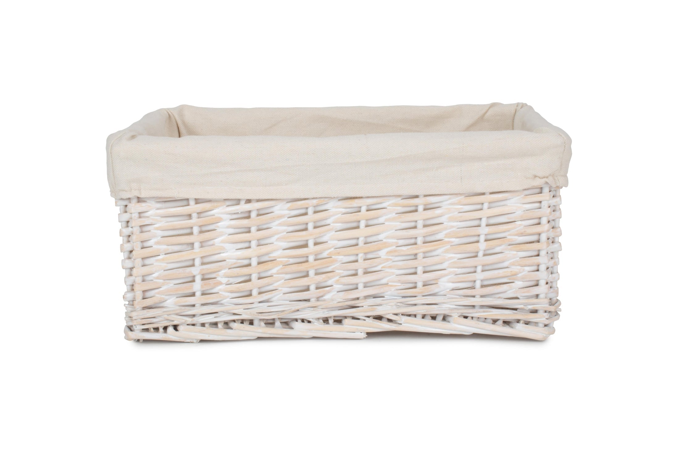 Large White Wash Wicker Storage Basket with White Lining - REGN