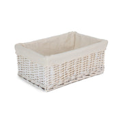 Large White Wash Wicker Storage Basket with White Lining - REGN