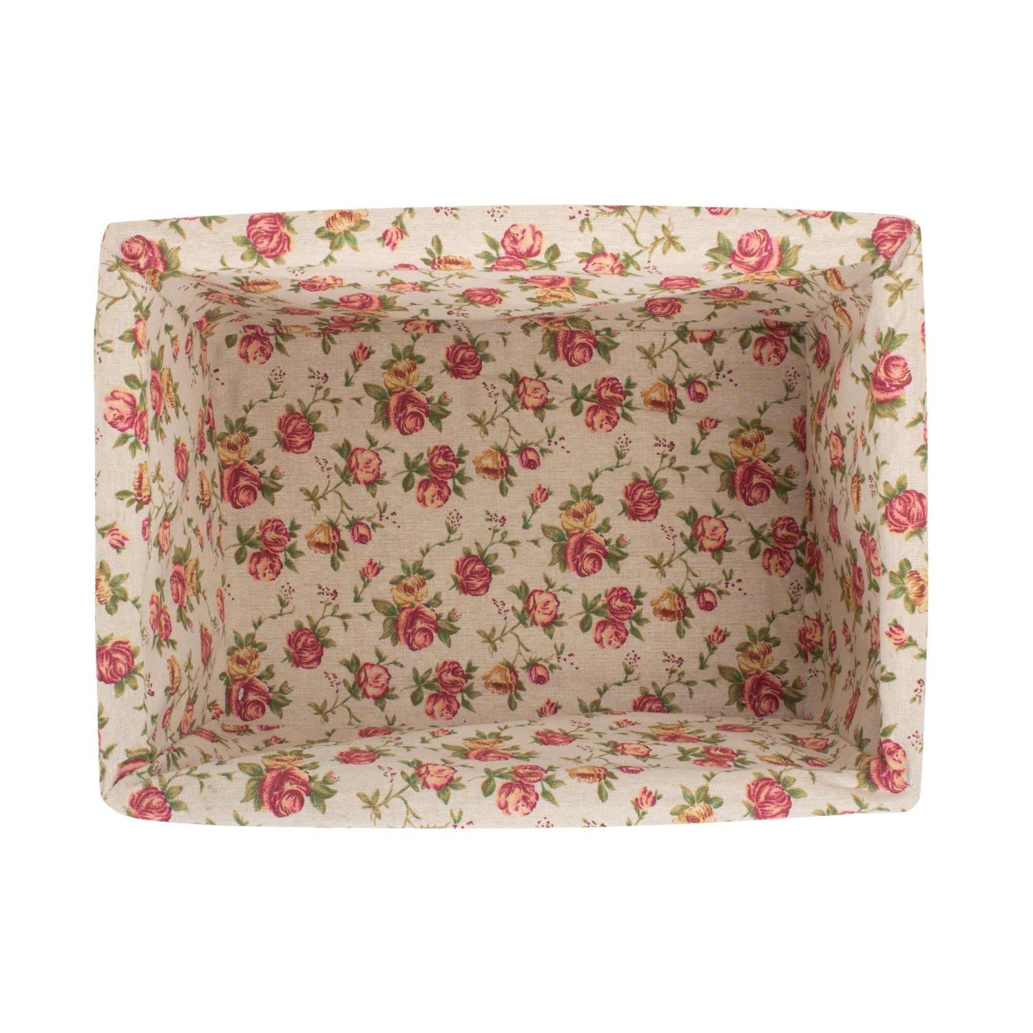 Large White Wash Willow Storage Basket with Garden Rose Lining - REGN