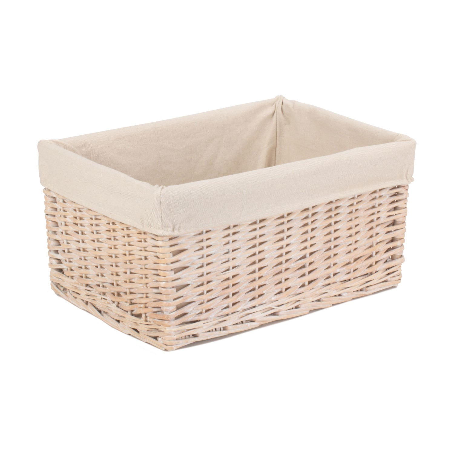 Large White Wash Willow Storage Basket with White Lining - REGN