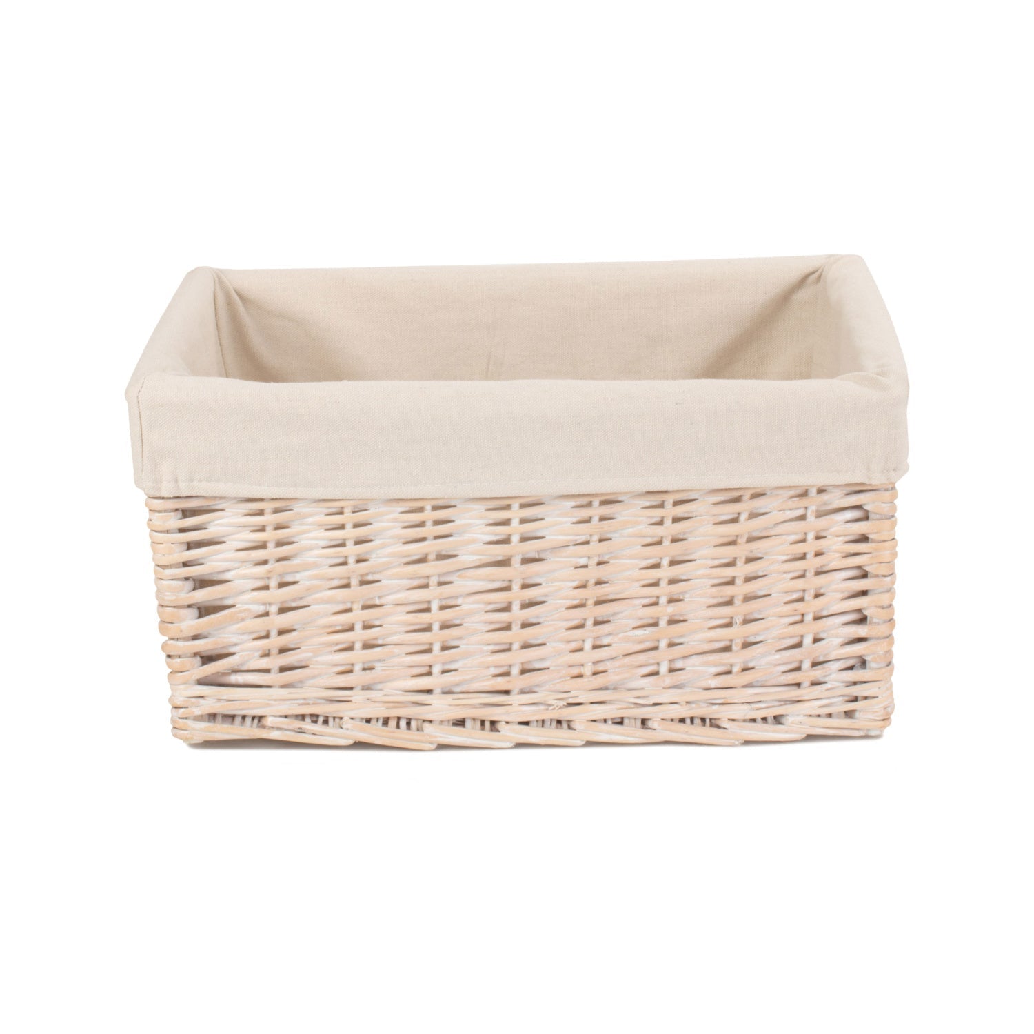 Large White Wash Willow Storage Basket with White Lining - REGN