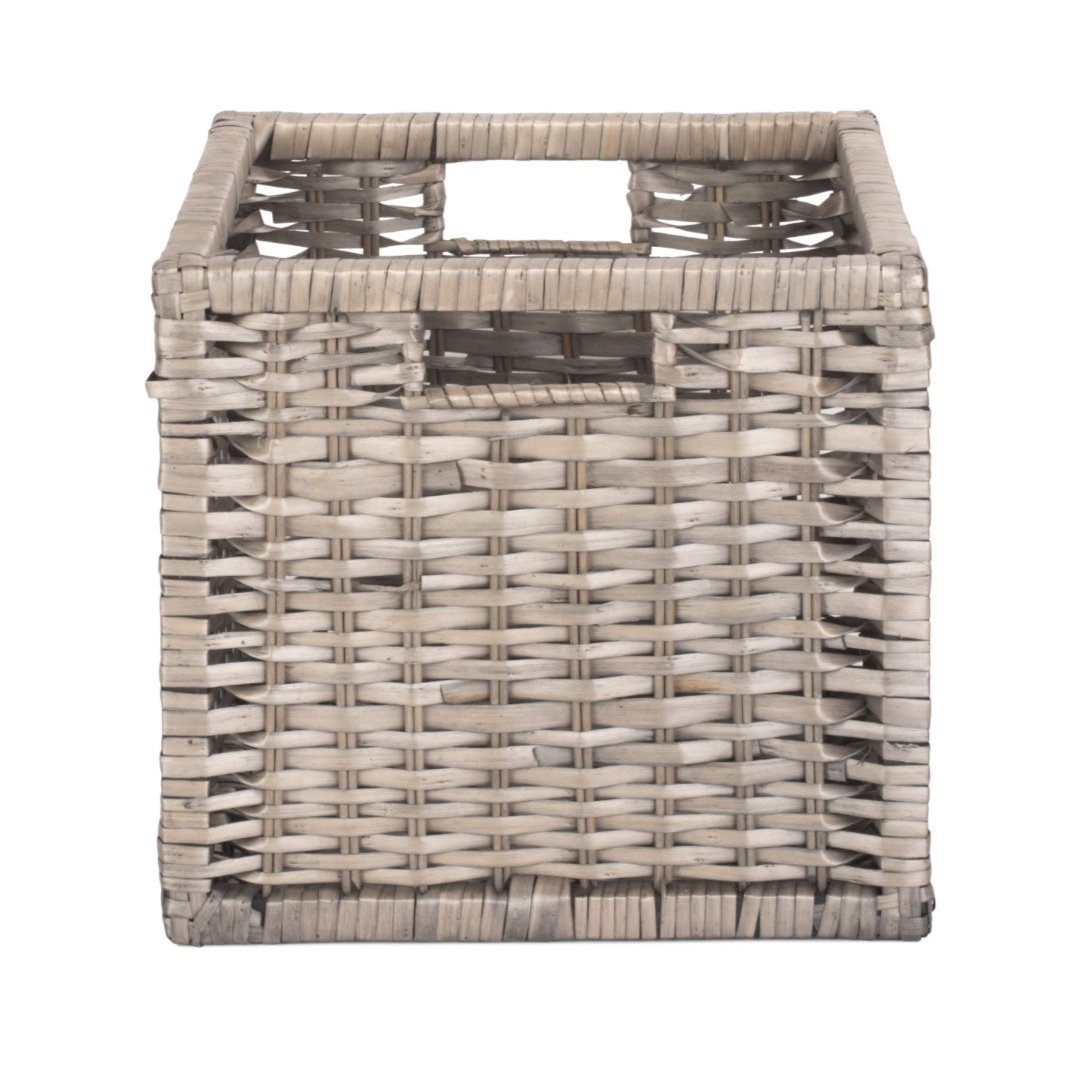 Large Wooden Framed Split Willow Storage Basket - REGN