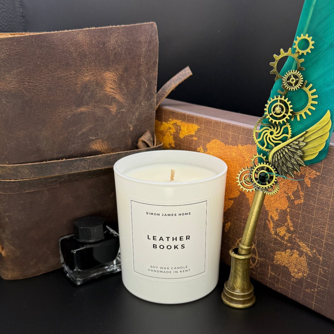 Leather Books Candle - Luxury Soy Wax - REGN