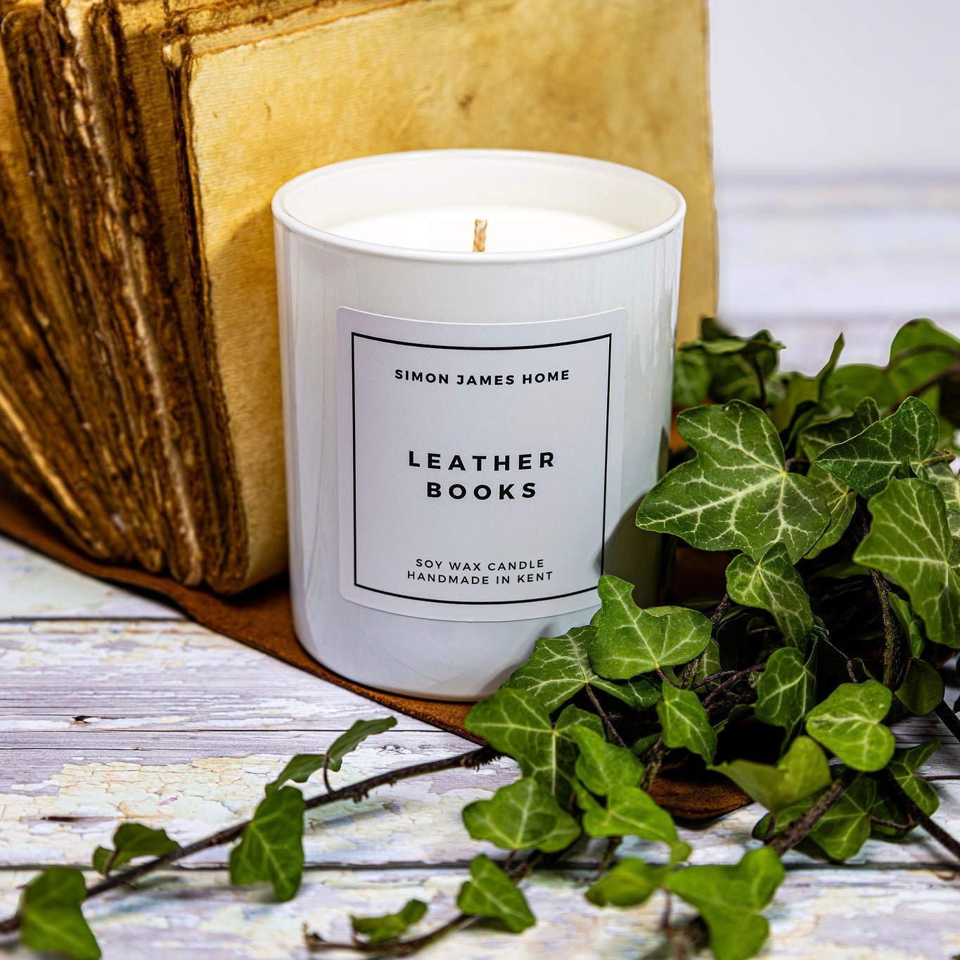 Leather Books Candle - Luxury Soy Wax - REGN